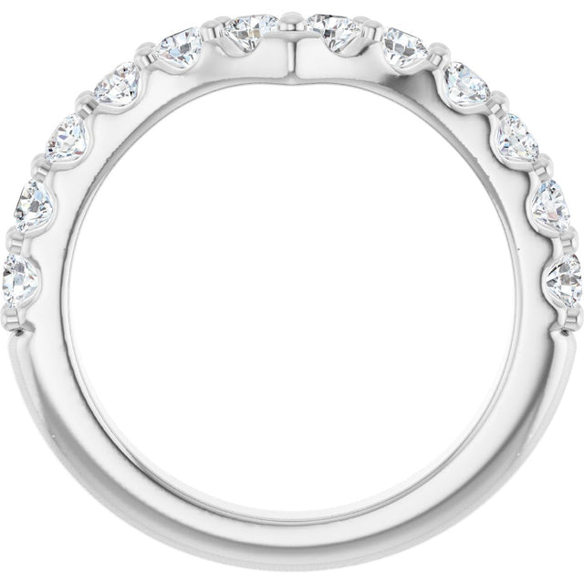 Platinum Round Natural Diamond Accented V Contour Band - view 2