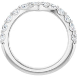14K Gold Round Lab-Grown Diamond Accented V Contour Band - White Gold - view 2