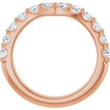14K Gold Round Lab-Grown Diamond Accented V Contour Band - Rose Gold - view 2