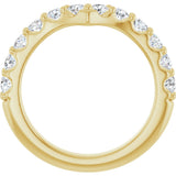 14K Gold Round Lab-Grown Diamond Accented V Contour Band - Yellow Gold - view 2