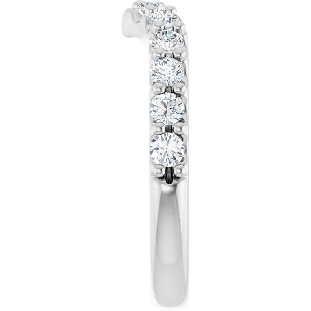 Platinum Round Natural Diamond Accented V Contour Band - view 4