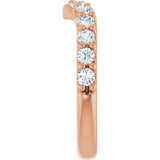 14K Gold Round Natural Diamond Accented V Contour Band - Rose Gold - view 4