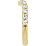 14K Gold Round Lab-Grown Diamond Accented V Contour Band - Yellow Gold - view 4