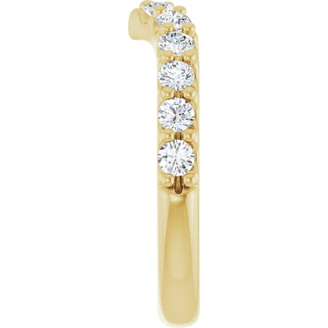 14K Gold Round Lab-Grown Diamond Accented V Contour Band - Yellow Gold - view 4