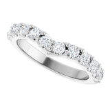 Platinum Round Natural Diamond Accented V Contour Band - view 5
