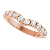 14K Gold Round Lab-Grown Diamond Accented V Contour Band - Rose Gold - view 5