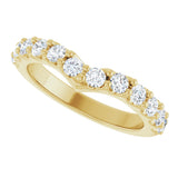 14K Gold Round Lab-Grown Diamond Accented V Contour Band - Yellow Gold - view 5