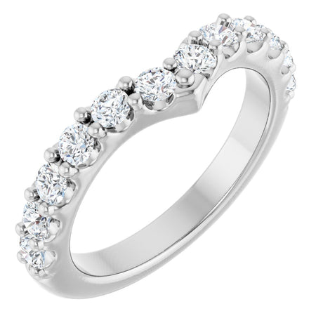 Platinum Round Lab-Grown Diamond Accented V Contour Band