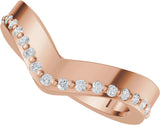 14K Gold Round Lab-Grown Diamond Accented Contour Band – 1.3mm Stones - Rose Gold - view 5