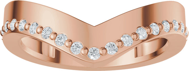 14K Gold Round Lab-Grown Diamond Accented Contour Band – 1.3mm Stones - Rose Gold - view 3