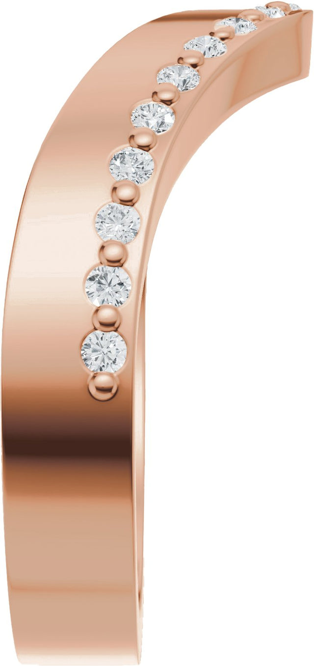 14K Gold Round Lab-Grown Diamond Accented Contour Band – 1.3mm Stones - Rose Gold - view 4