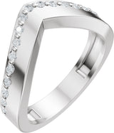14K Gold Round Lab-Grown Diamond Accented Contour Band – 1.3mm Stones - White Gold