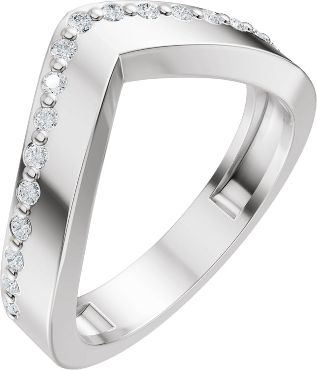 14K Gold Round Lab-Grown Diamond Accented Contour Band – 1.3mm Stones - White Gold