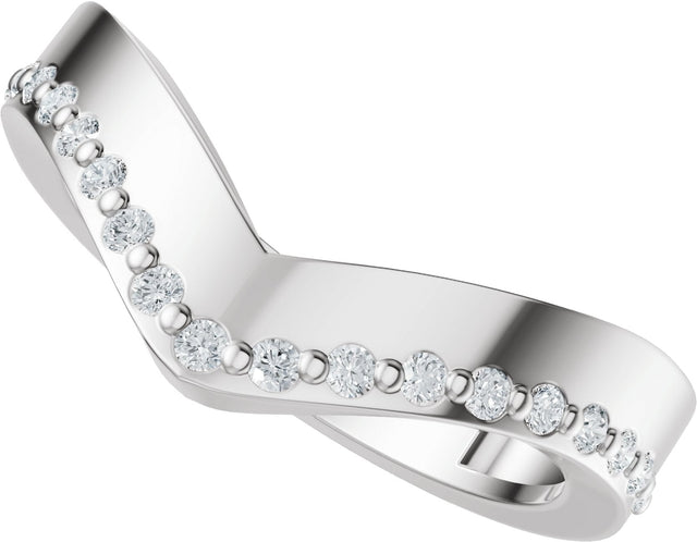 Platinum Round Lab-Grown Diamond Accented Contour Band – 1.3mm Stones - view 5