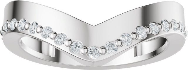 14K Gold Round Lab-Grown Diamond Accented Contour Band – 1.3mm Stones - White Gold - view 3