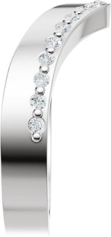 Platinum Round Natural Diamond Accented Contour Band – 1.3mm Stones - view 4