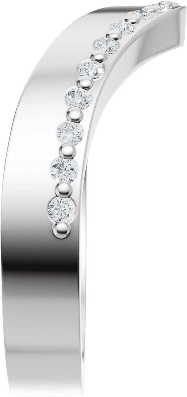 Platinum Round Lab-Grown Diamond Accented Contour Band – 1.3mm Stones - view 4