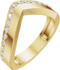 14K Gold Round Natural Diamond Accented Contour Band – 1.3mm Stones - Yellow Gold