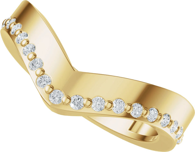 14K Gold Round Lab-Grown Diamond Accented Contour Band – 1.3mm Stones - Yellow Gold - view 5