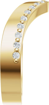 14K Gold Round Lab-Grown Diamond Accented Contour Band – 1.3mm Stones - Yellow Gold - view 4