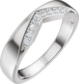 14K Gold Round Natural Diamond Accented Contour Band III - White Gold