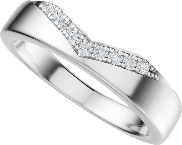 14K Gold Round Natural Diamond Accented Contour Band III - White Gold - view 5