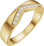 14K Gold Round Natural Diamond Accented Contour Band III - Yellow Gold