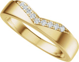 14K Gold Round Natural Diamond Accented Contour Band III - Yellow Gold - view 5