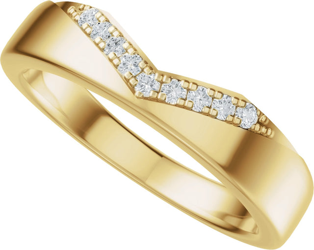 14K Gold Round Natural Diamond Accented Contour Band III - Yellow Gold - view 5