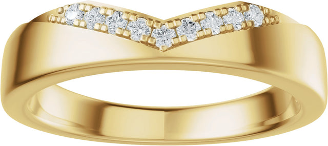 14K Gold Round Natural Diamond Accented Contour Band III - Yellow Gold - view 3
