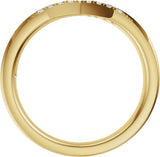 14K Gold Round Natural Diamond Accented Contour Band III - Yellow Gold - view 2