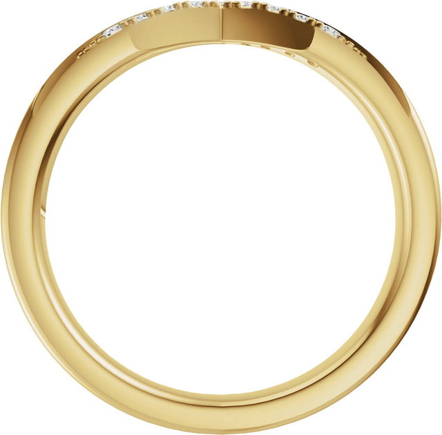14K Gold Round Natural Diamond Accented Contour Band III - Yellow Gold - view 2