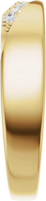 14K Gold Round Natural Diamond Accented Contour Band III - Yellow Gold - view 4
