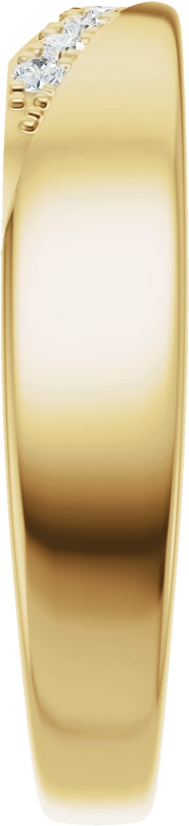 14K Gold Round Natural Diamond Accented Contour Band III - Yellow Gold - view 4