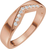 14K Gold Round Lab-Grown Diamond Accented Contour Band III - Rose Gold