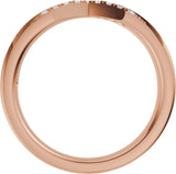 14K Gold Round Natural Diamond Accented Contour Band III - Rose Gold - view 2
