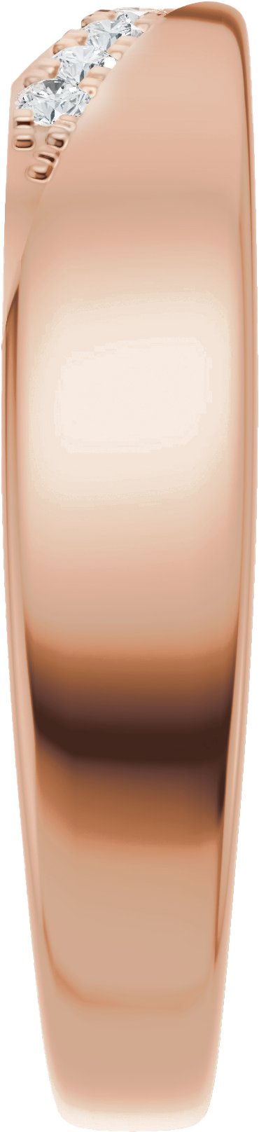 14K Gold Round Natural Diamond Accented Contour Band III - Rose Gold - view 4