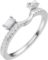 14K Gold Straight Baguette Lab-Grown Diamond Wrap-Style Ring Enhancer - White Gold