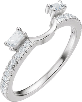 Platinum Straight Baguette Natural Diamond Wrap-Style Ring Enhancer