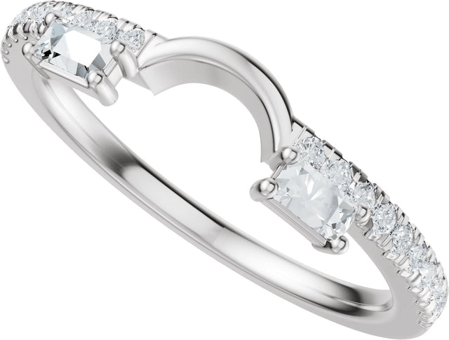 Platinum Straight Baguette Natural Diamond Wrap-Style Ring Enhancer - view 5