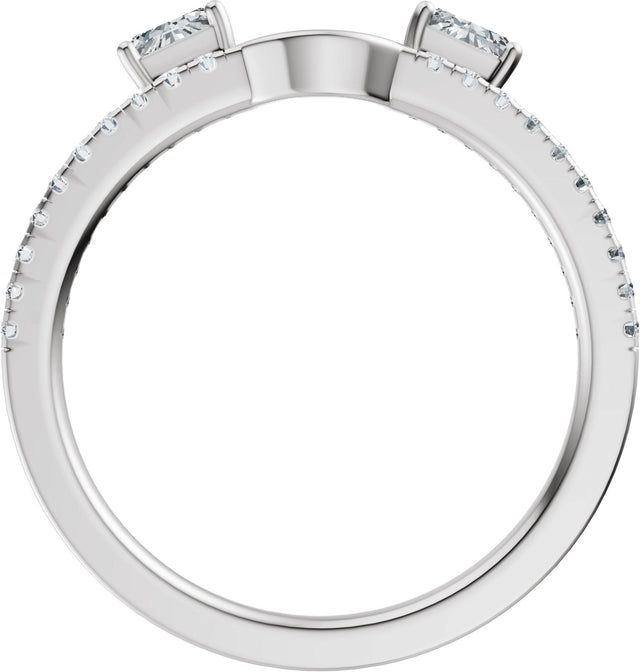Platinum Straight Baguette Lab-Grown Diamond Wrap-Style Ring Enhancer - view 2