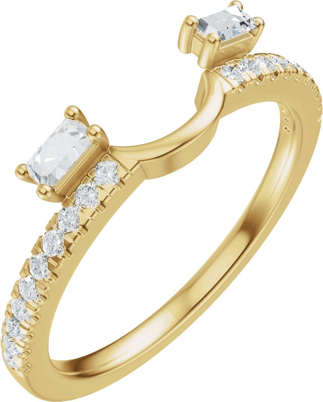 14K Gold Straight Baguette Natural Diamond Wrap-Style Ring Enhancer - Yellow Gold