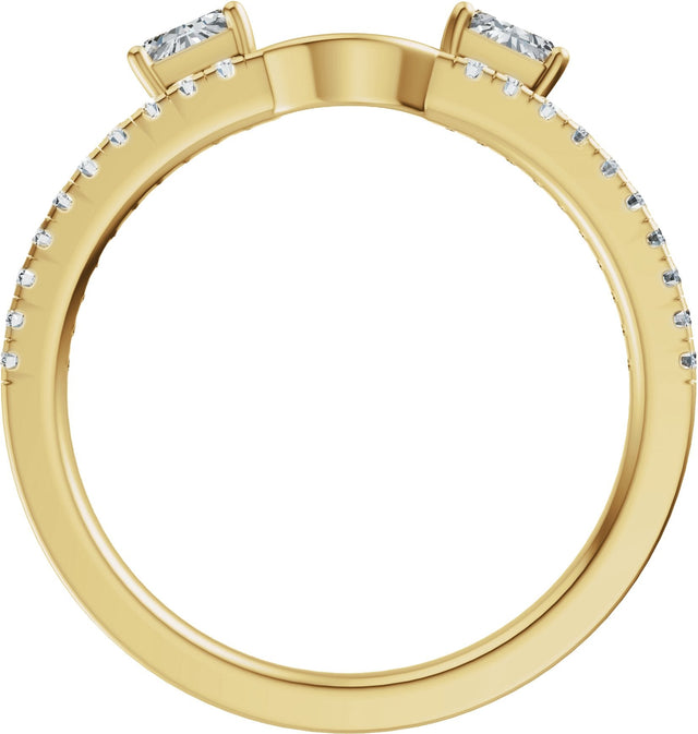 14K Gold Straight Baguette Lab-Grown Diamond Wrap-Style Ring Enhancer - Yellow Gold - view 2