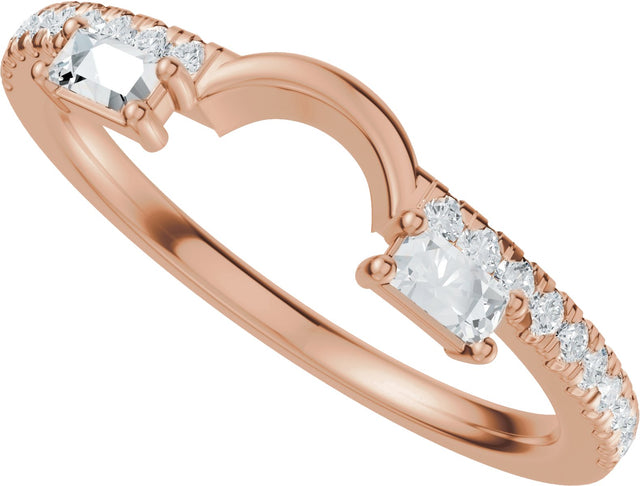 14K Gold Straight Baguette Natural Diamond Wrap-Style Ring Enhancer - Rose Gold - view 5