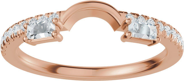 14K Gold Straight Baguette Natural Diamond Wrap-Style Ring Enhancer - Rose Gold - view 3
