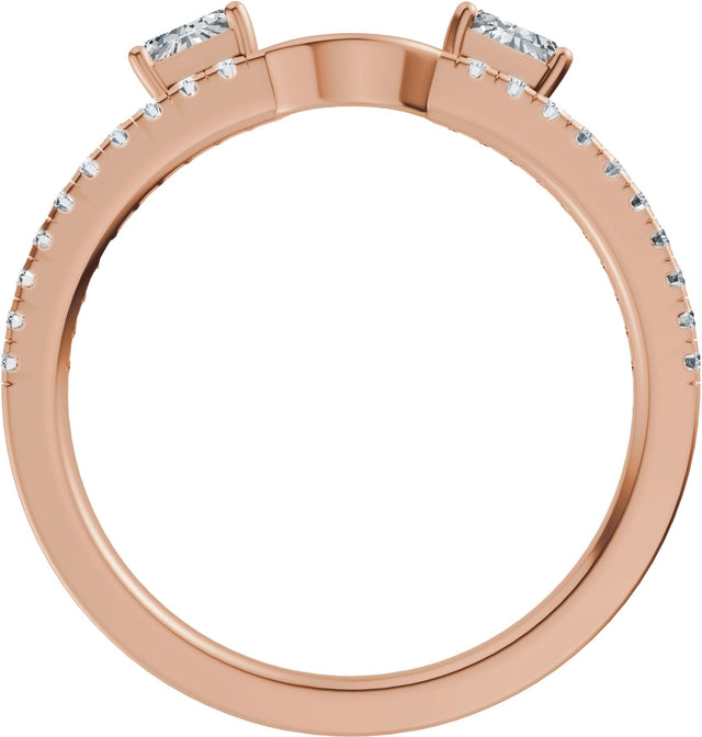 14K Gold Straight Baguette Natural Diamond Wrap-Style Ring Enhancer - Rose Gold - view 2