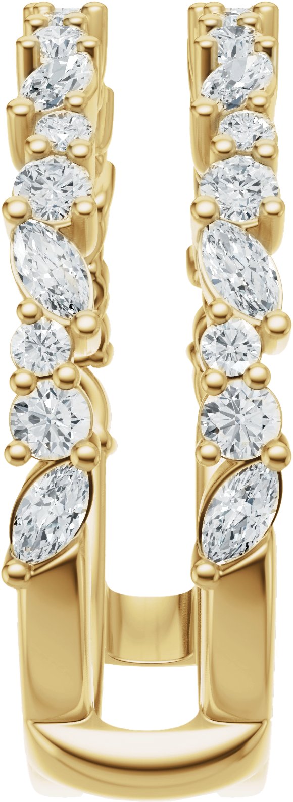 14K Gold Marquise Natural Diamond Accented Ring Guard – 3x1.5mm - Yellow Gold - view 4