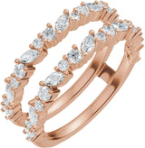 14K Gold Marquise Natural Diamond Accented Ring Guard – 3x1.5mm - Rose Gold - view 2