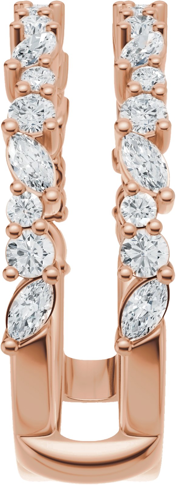 14K Gold Marquise Natural Diamond Accented Ring Guard – 3x1.5mm - Rose Gold - view 5