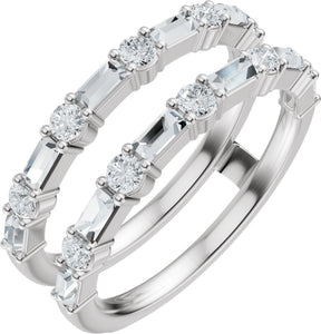Platinum Straight Baguette Lab-Grown Diamond Accented Ring Guard